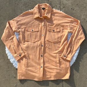 Coco + Carmen Peach Button Down Soft Shirt Shacket with Pockets Size Small